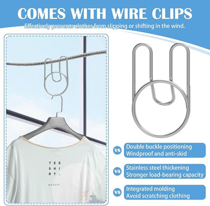 Retractable Clothesline Indoor, Non-Sagging Outdoor Clothes Line Retracting - Image 3