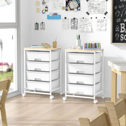 Utility Cart with 4 Drawers, 4-Tier Rolling Storage Cart Organizer - Image 7
