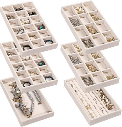 Frebeauty Jewelry Organizer Tray, Stackable Velvet Jewelry Trays, Drawer by Frebeauty