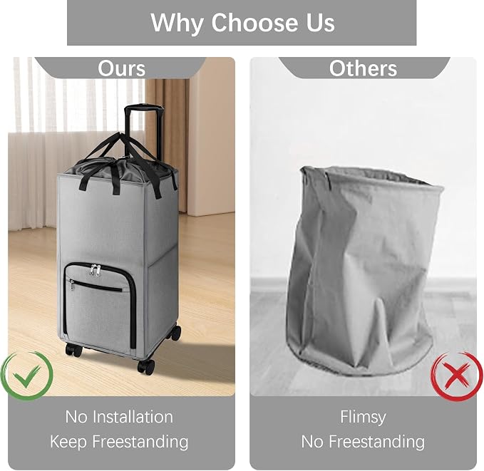 Bukere Rolling Laundry Hamper - Image 6