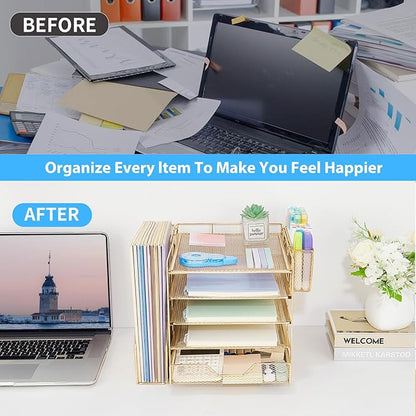 Desk Organizers and Accessories, 5-Tier Paper Letter Tray Organizer - Image 4