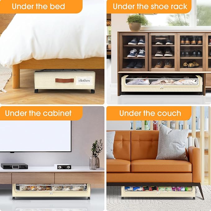 Under Bed Storage with Wheels 1Pack Underbed Storage with Clear Window&Label - Image 7