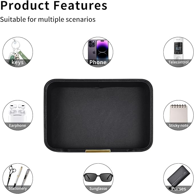 Luxury Leather Valet Tray Desktop Storage Organizer, Bedside Vanity Catchall - Image 6