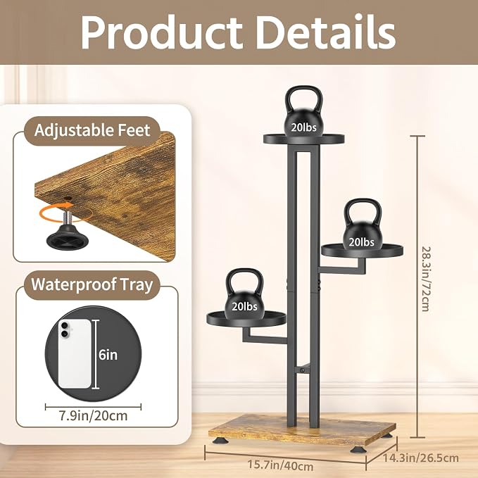 LASZOLA Black 3 Tiered Plant Stand Indoors Heavy Duty Metal Rack, Sturdy Multi - Image 6