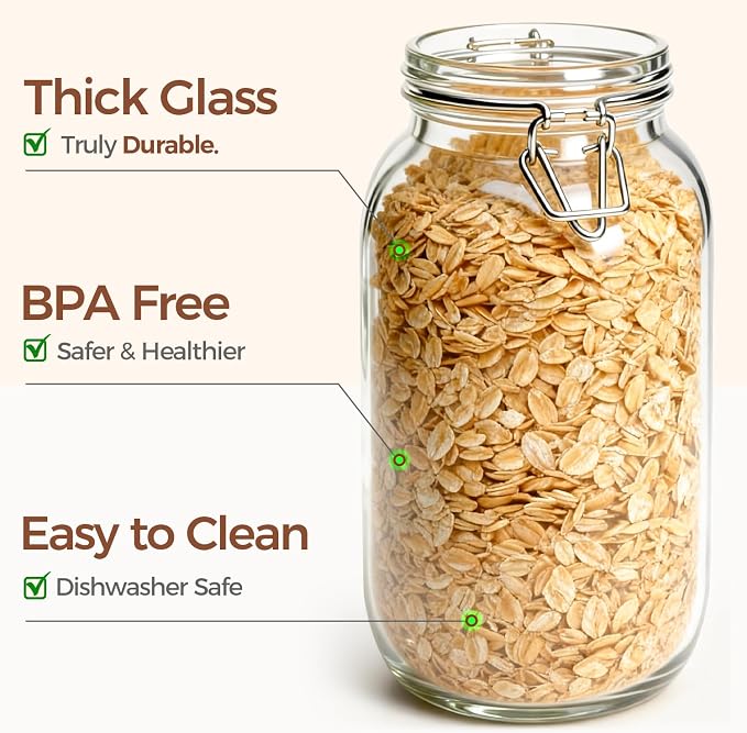 ComSaf Large Glass Jars with Lid 0.5 Gallon, Large Mason Jars Set of 3 - Image 5