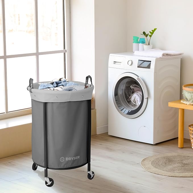 Dryser Laundry Basket with Wheels, 65 Gal. Commercial Round Rolling Laundry - Image 7