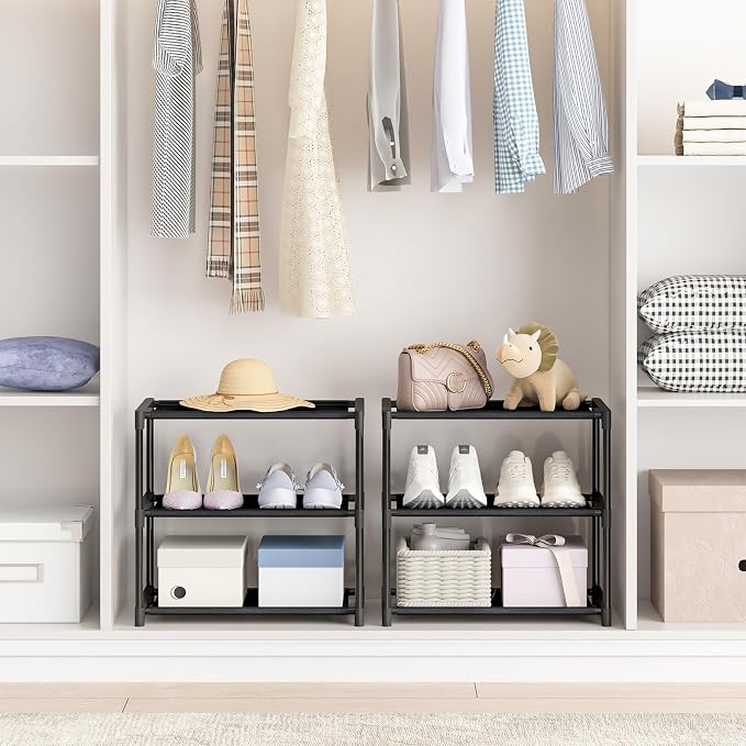 Autonomier 3 Tier Extra Small Shoe Rack, Narrow Stackable Shoe Shelf - Image 7