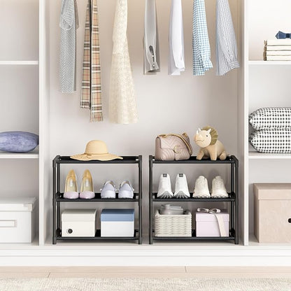 Autonomier 3 Tier Extra Small Shoe Rack, Narrow Stackable Shoe Shelf - Image 7