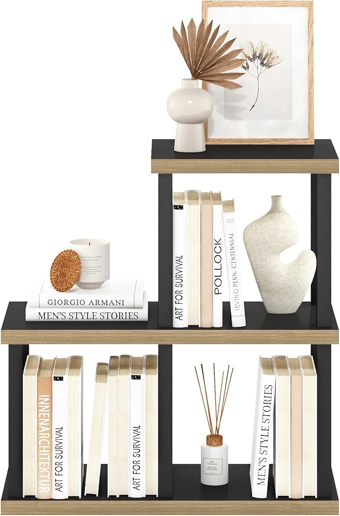 Furinno TURN-N-TUBE Ladder Storage Shelves, 3-Cube Book Shelf, Accent Display - Image 4