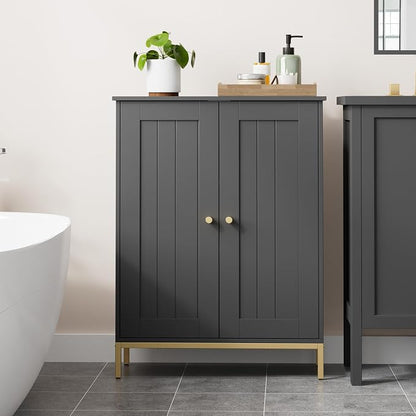 Homhedy Bathroom Storage Cabinet, Freestanding Floor Cabinet, Adjustable Shelves - Image 7