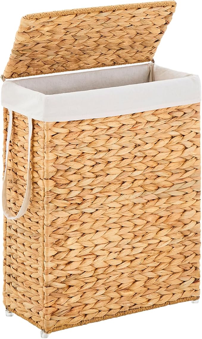 Handwoven Slim Laundry Hamper by LGENHOOMHandwovenNaturalWaterHyacinthBasket