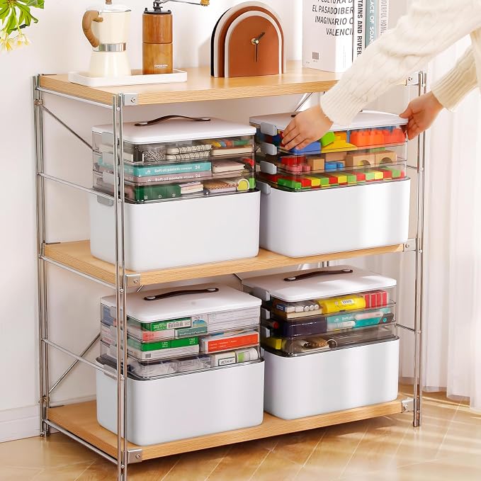 MOPALL 4-Tier Medicine Organizer Storage Box, Portable Latch Bin - Image 2