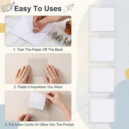 12 Pcs Storage Bin Labels, Self-Adhesive Index Card Pockets - Image 2
