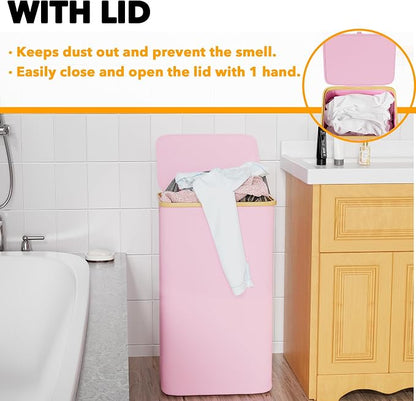 SpaceAid Laundry Hamper with Lid, 110L Large Tall Clothes Basket Bin with - Image 3
