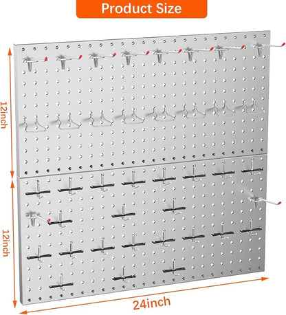 TORACK Metal Pegboard Wall Tool Organizer 24" x 24" or 12" x 48" - Image 3