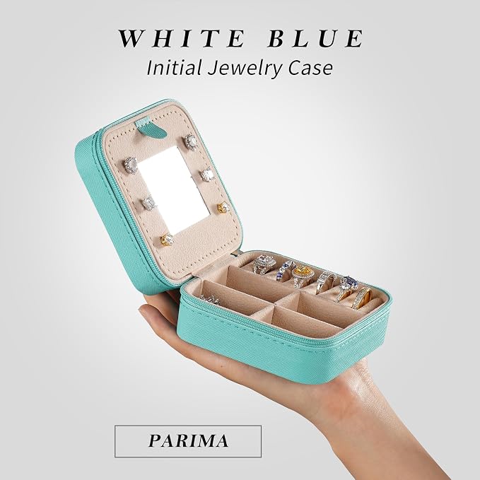 Parima Women's Jewelry Organizer | Necklace, Ring Holder | Aqua Blue Travel Gift - Image 3