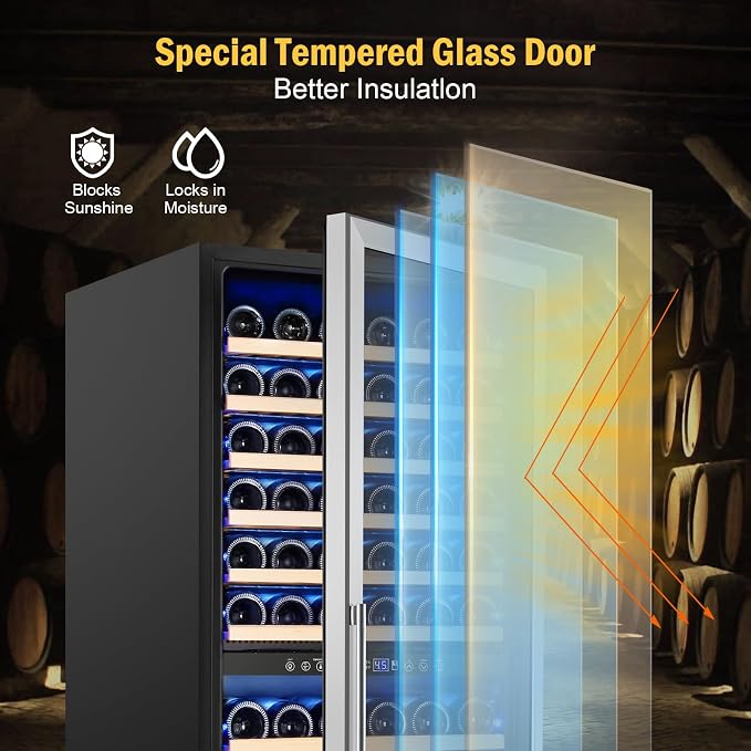 Wine Cooler Refrigerator 24 Inch, 180 Bottles Large Wine Fridge Dual Zones - Image 5