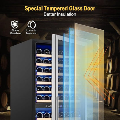 Wine Cooler Refrigerator 24 Inch, 180 Bottles Large Wine Fridge Dual Zones - Image 5