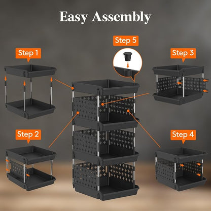 Lifewit 4 Tier Plastic Stackable Storage Baskets - Image 5