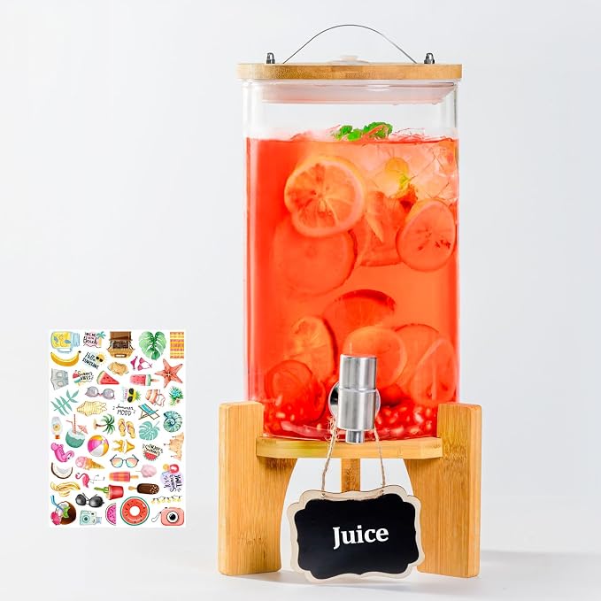 1.2 Gallon Large Glass Drink Dispenser by Unknown