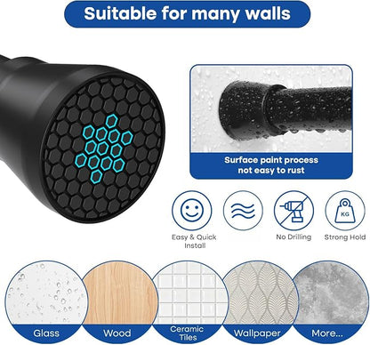 Shower Curtain Rod Adjustable Curtain Rods 30-64 Inch Black Shower Rod Curtain - Image 3