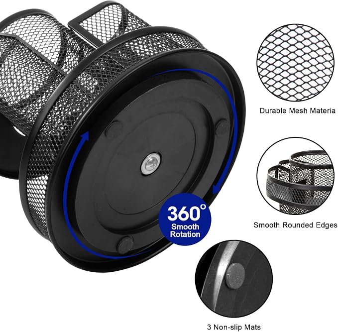 Comix 360° Rotating Pen Holder for Desk, 9 Compartments Office Desk Organizer - Image 5