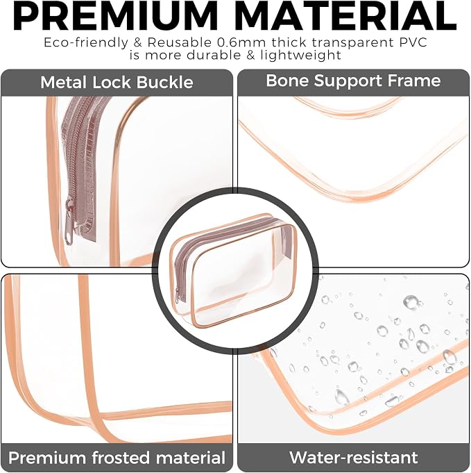 AURUZA Clear Makeup Bag, Portable Travel Toiletry Bags - Image 4