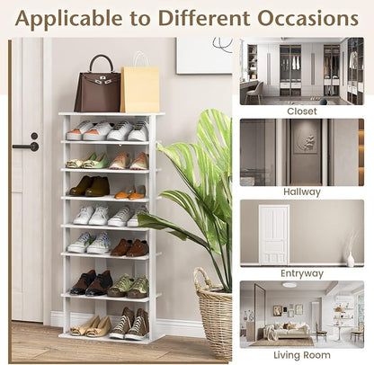 Tangkula 8-Tier Vertical Shoe Rack, Space-Saving Corner Shoe Organizer - Image 7