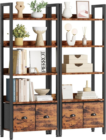 Furologee 5-Tier Bookshelf Set of 2, Tall Bookcase by Furologee