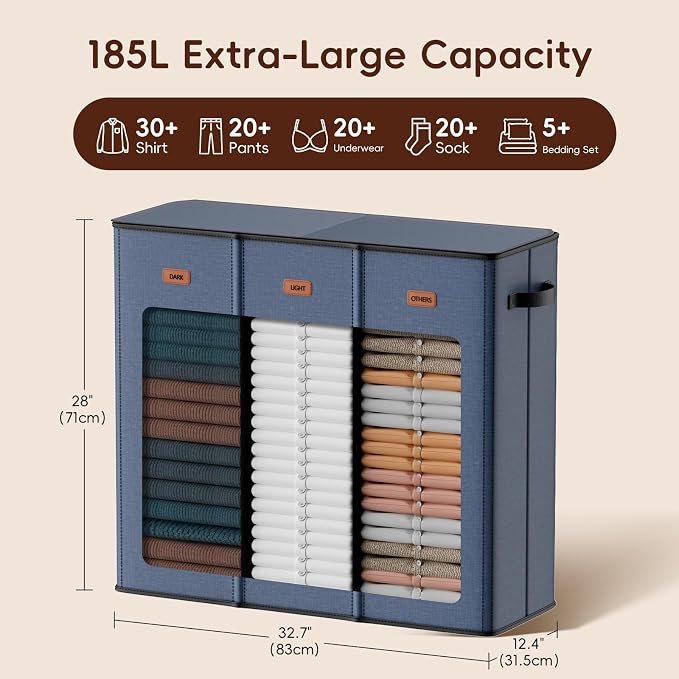 185L Laundry Hamper 3 Section, Laundry Hamper - Image 3