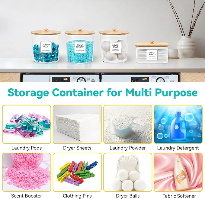 Laundry Pods Container & Dryer Sheet Holder, Laundry Room Organization and - Image 3