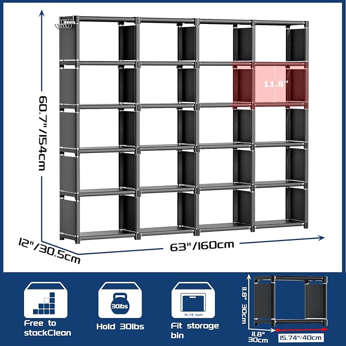 Mavivegue 20 Cube Book Shelf, Storage Organizer, Large DIY Bookcase, Metal Cube - Image 2