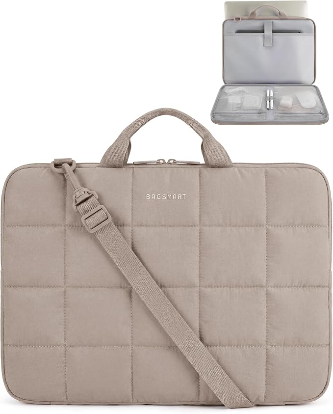 BAGSMART Laptop Case with Handle, Puffy Laptop Sleeve Bag by BAGSMART