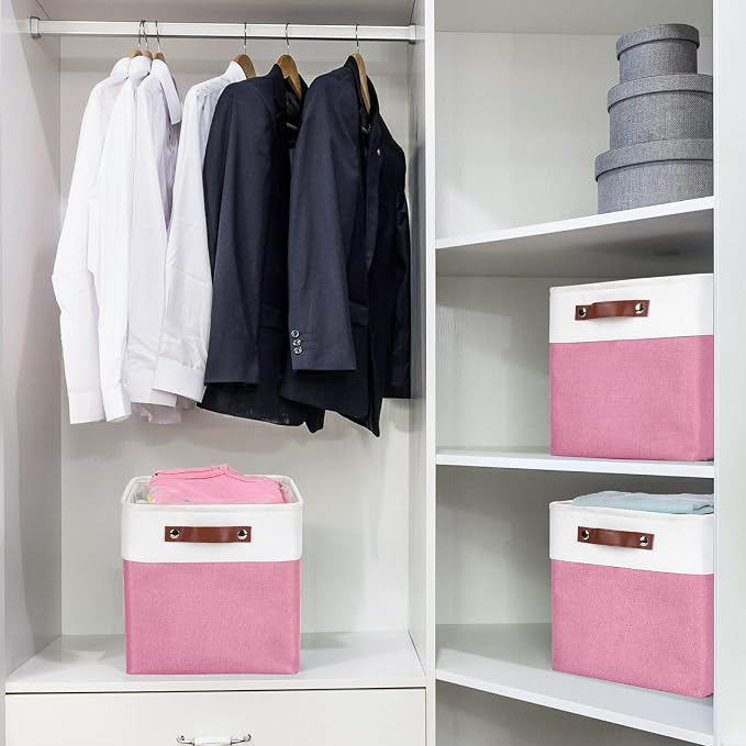 Collapsible Fabric Storage Cubes 11x11 Cube Storage Bins, 4 Pack Closet Baskets - Image 3
