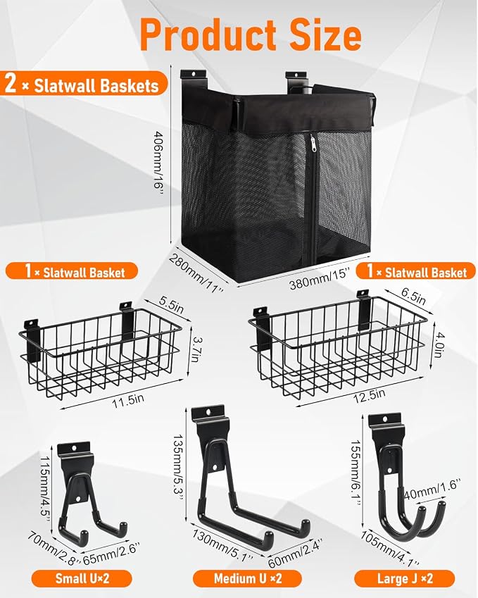 ZORUNNA 10Pcs Slatwall Basket - Image 2