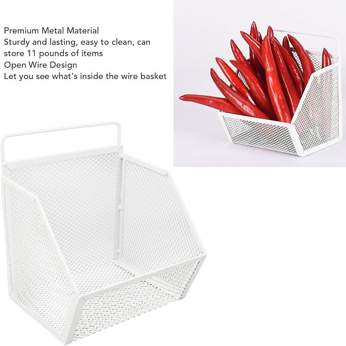 13.2x10x15cm Wall Hanging Baskets, Metal Wire Storage Organizer - Image 6