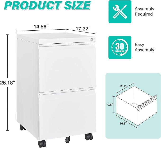 SISESOL 2 Drawer File Cabinet - Image 3