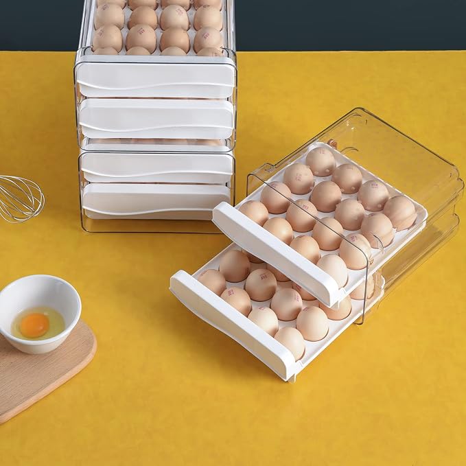 Sooyee Egg Holder for Fridge, 2 Drawers 32 Eggs Organizer for Refrigerator - Image 2