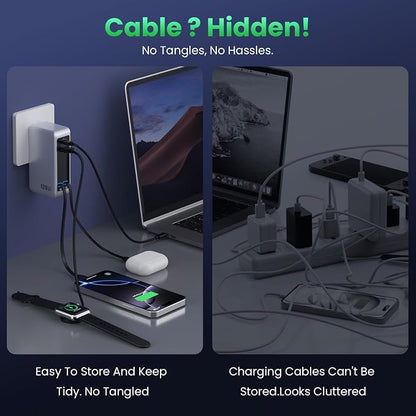 120W USB C Charger Block with 2 Built-in Retractable Cables, 4-in-1 GaN IV - Image 5