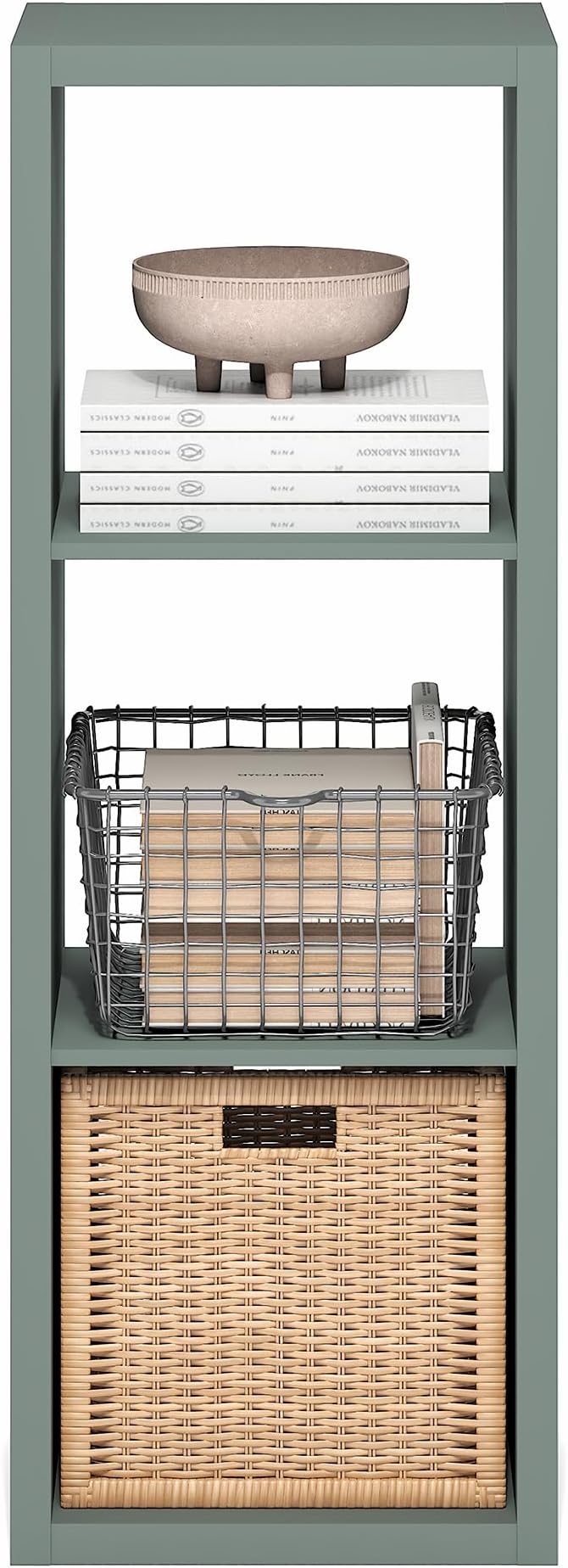 Furinno Cubicle Book Shelf, 3-Cube Bookshelf, Extra Thick Frame Horizontally & - Image 7