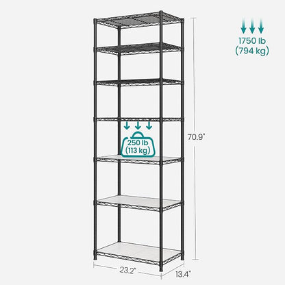 SONGMICS 7-Tier Storage Shelves, Wire Shelving Unit, Kitchen Metal Shelves - Image 3