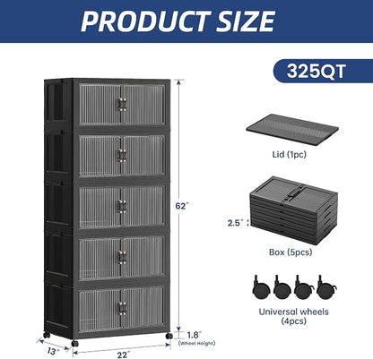 SAILUN 81Gal/325Qt Stackable Storage Bins Folding Collapsible Storage Bins - Image 5