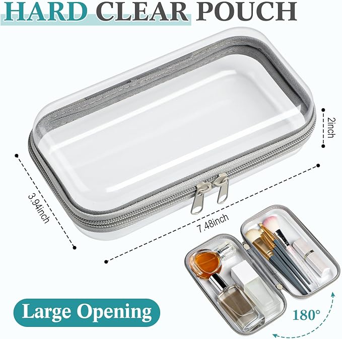 Sanwuta 6 Pcs Clear Hard Zipper Case Hard Plastic Zipper Pouches Transparent - Image 2