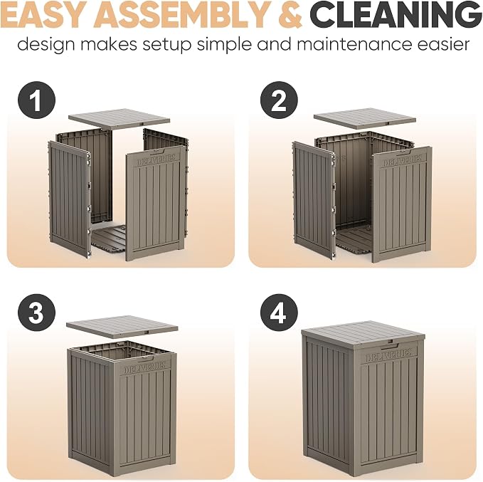 EasyUp 56 Gallon Deck Boxes Outdoor Waterproof, Resin Outside Storage Box - Image 7