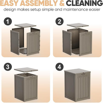 EasyUp 56 Gallon Deck Boxes Outdoor Waterproof, Resin Outside Storage Box - Image 7