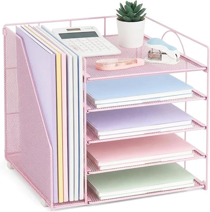 LEKETREE Desk Organizers and Accessories, 5-Tier Paper Letter Tray Organizer by Stylishworkspaceeffortlessorganization