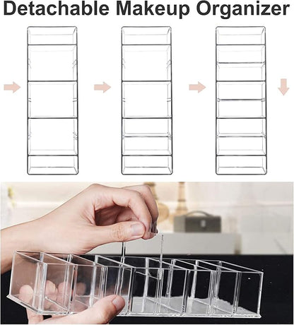 2 Pack Detachable Makeup Organizer, 8 Compartments Acrylic Cosmetic Storage - Image 3