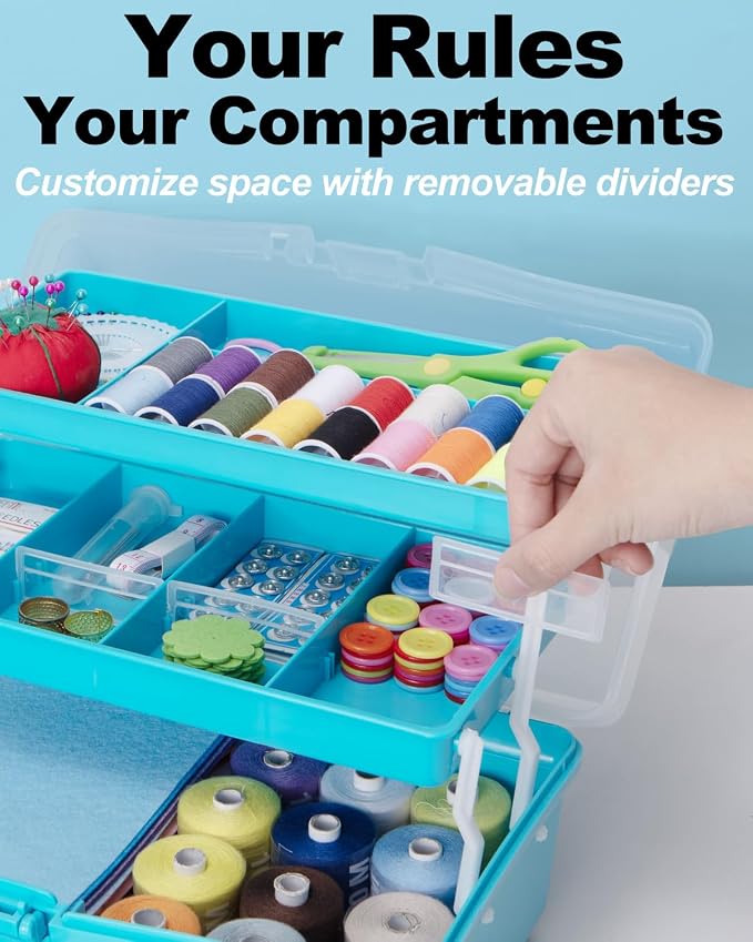 TERGOO 12in 3-Layer Plastic Craft Organizers and Storage, Portable Folding - Image 4