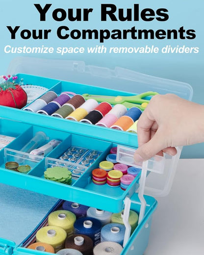TERGOO 12in 3-Layer Plastic Craft Organizers and Storage, Portable Folding - Image 4