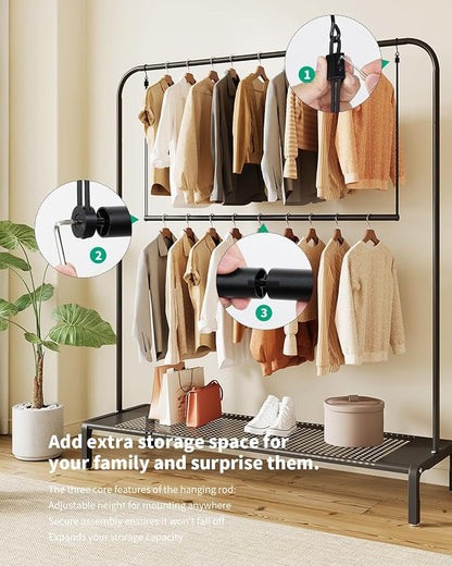 BaiNong Adjustable Closet Hanging Rod 48" Black Closet Rod Extender | Heavy - Image 5